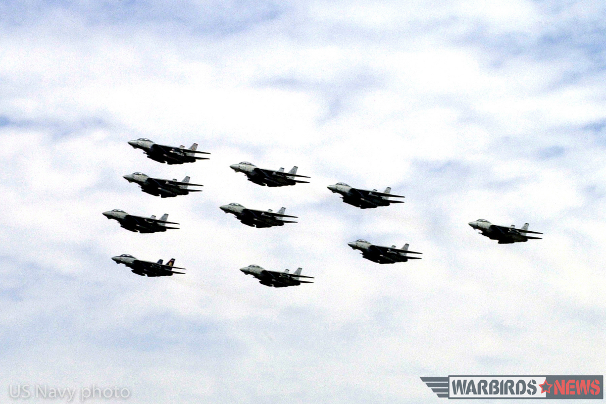 Virginia Beach, Virginia (Aug. 14, 2002) -- Fighter aircraft assigned to the “Pukin’ Dogs” of Fighter Squadron One Four Three (VF-143) fly over Naval Air Station Oceana. The fly-by was part of the squadron's homecoming celebration as they return from a six-month deployment aboard USS John F. Kennedy (CV 67) where they conducted combat missions in support of Operation Enduring Freedom. U.S. Navy photo by Photographer's Mate 2nd class Charles Hill. (RELEASED)