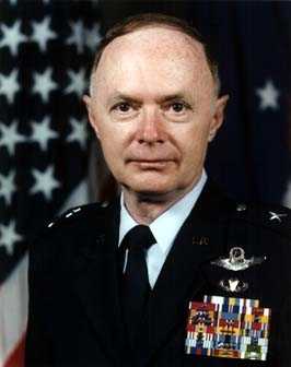 The general entered the Air Force in 1962 as a graduate of the U.S. Air Force Academy. He has commanded a test squadron and a tactical training wing, and served as chief of the joint operations division, J-3, Organization of the Joint Chiefs of Staff. Before assuming his current position, the general commanded the U.S. Air Force Air Warfare Center, Eglin Air Force Base, Fla. He is a command pilot, having flown more than 4,900 hours in a variety of tactical aircraft. More than 500 of those hours were flown in combat over Southeast and Southwest Asia.