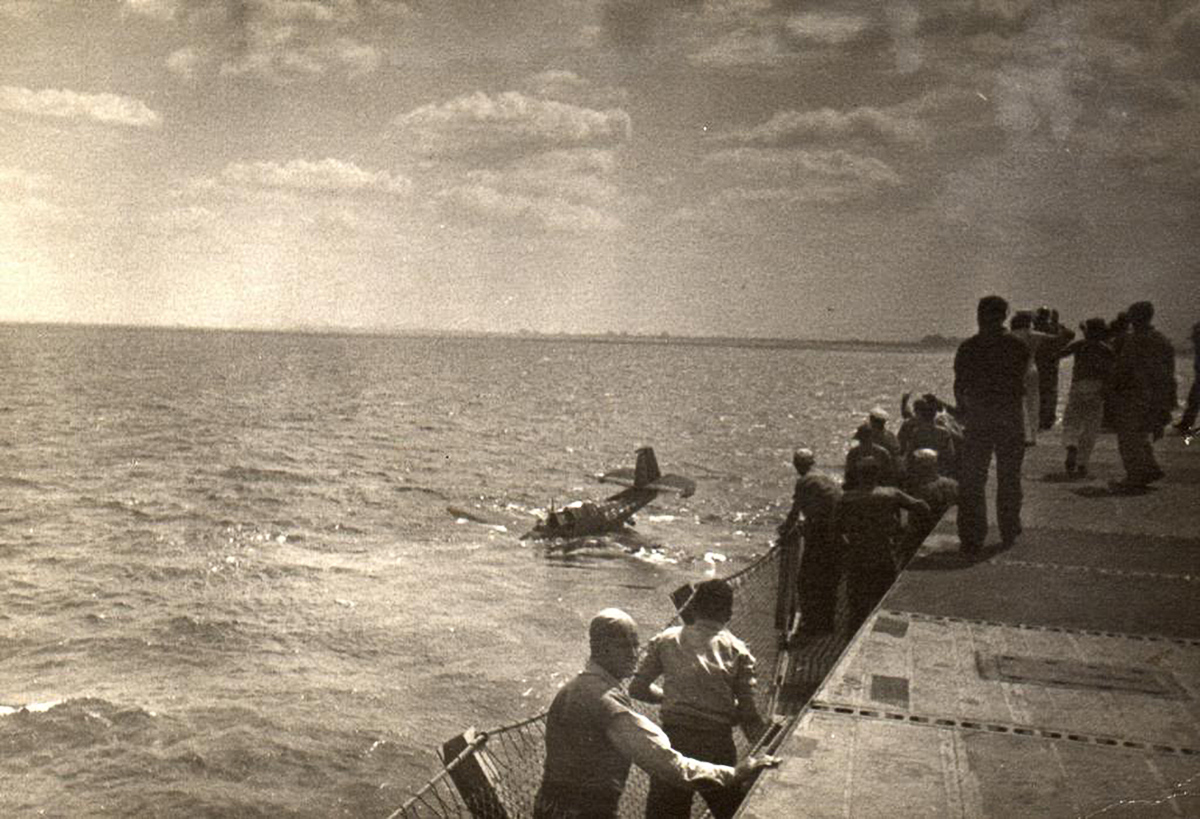 An Avenger after ditching off one of the carriers in Lake Michigan. (photo via Heroes on Deck)