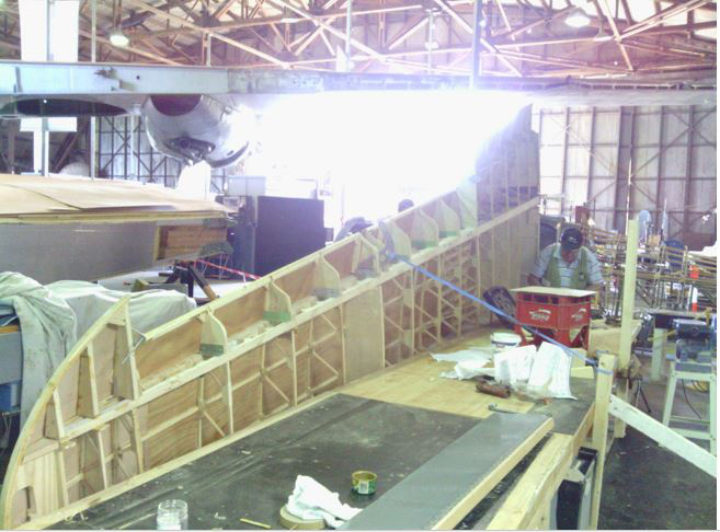Another view of the left wing under construction. (photo via B-24 Liberator Memorial Fund)
