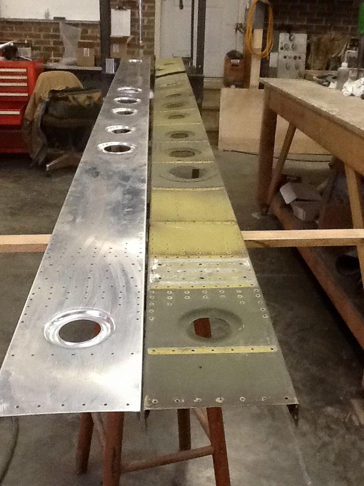 The new and old spars for the rudder. (photo via Warriors & Warbirds)