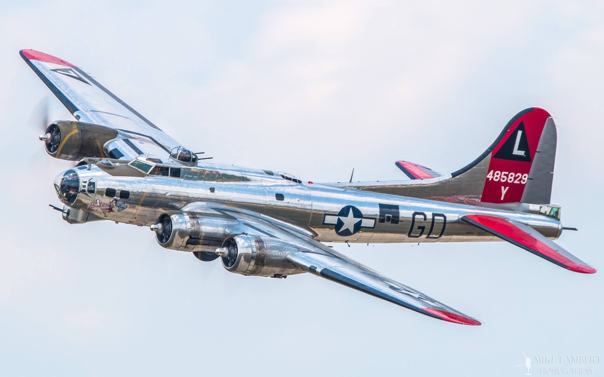 Yankee Air Museum's B-17G "Yankee Lady" during a pass at Thunder Over Michigan 2014. (Photo by Mike Lambert)