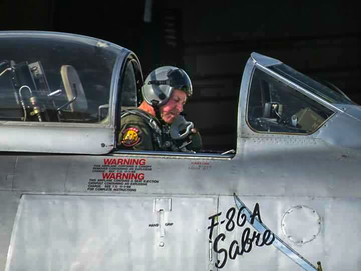Scott Wood sitting in the cockpit of F-86A 48-0178 as he prepares for a test flight. (photo by David Charles Lindberg)