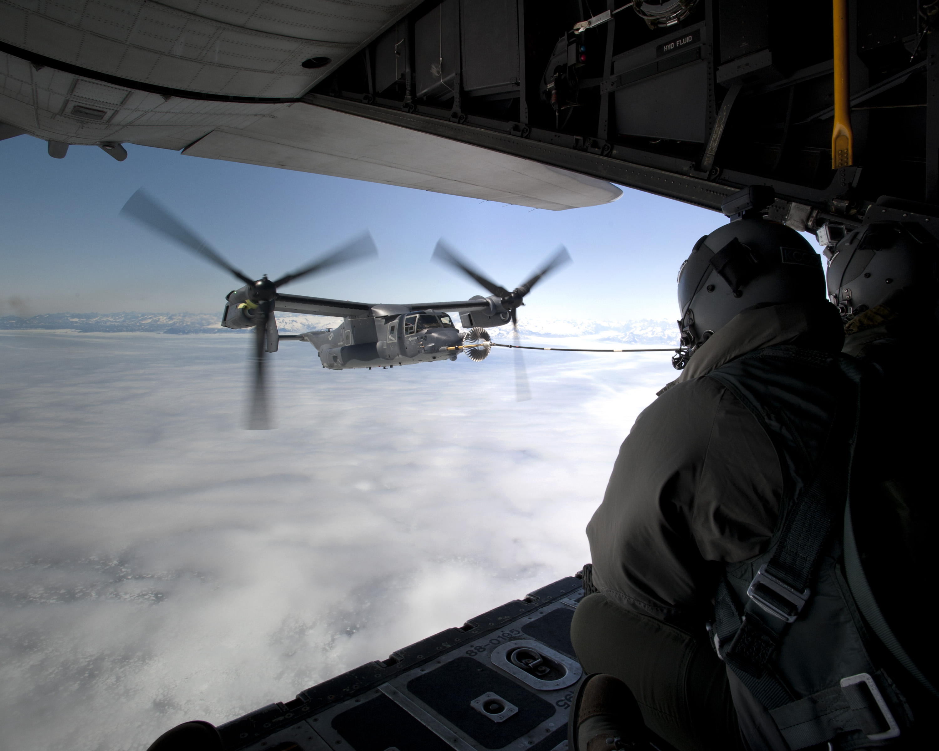 A 352nd Special Operations Group CV-22 refueling from one of the squadrons MC-130s. (USAF photo)