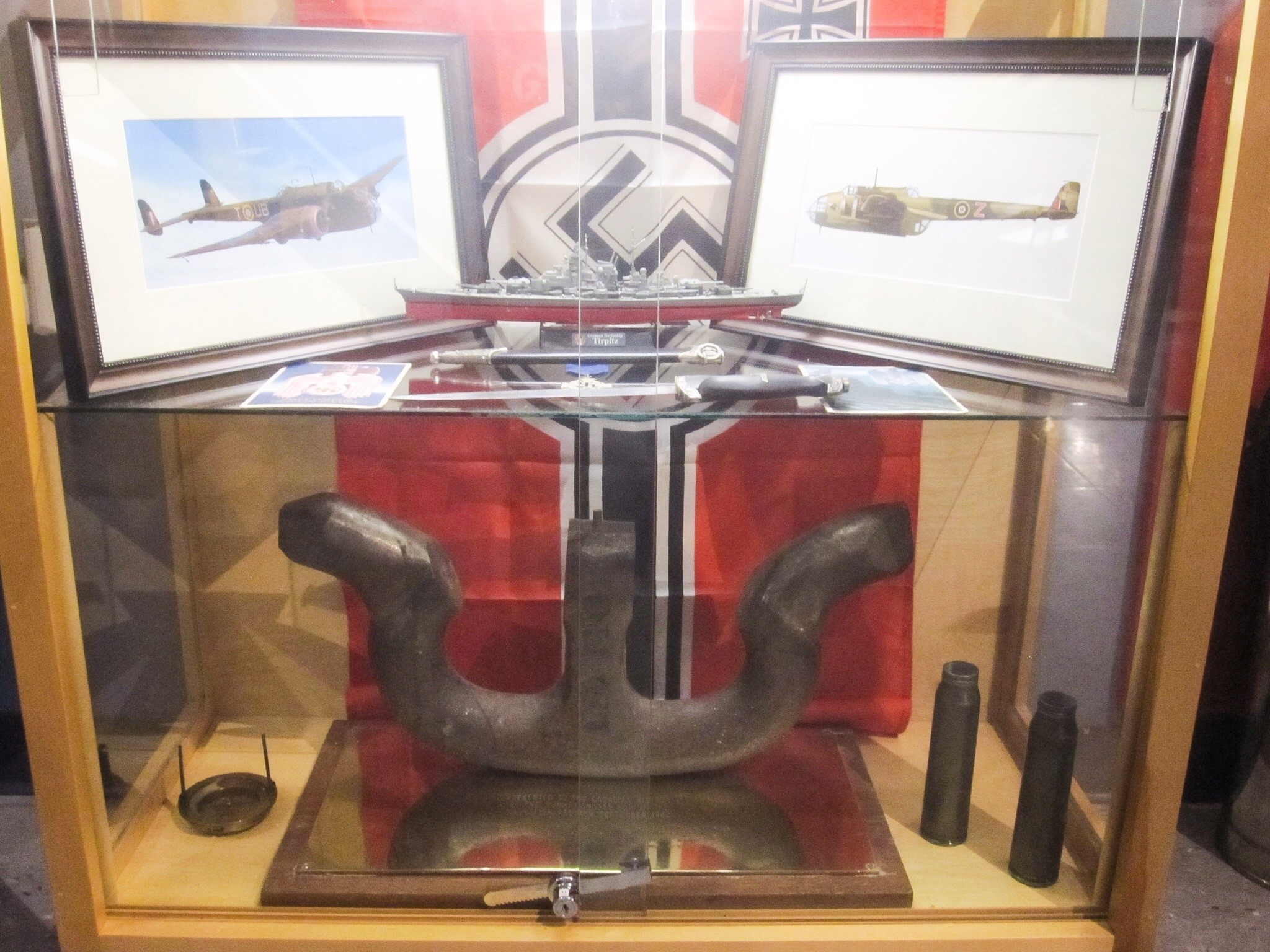One of the museum's fascinating displays features this relic from the German battleship Tirpitz, a steel link from its anchor chain. (GMAM photo)
