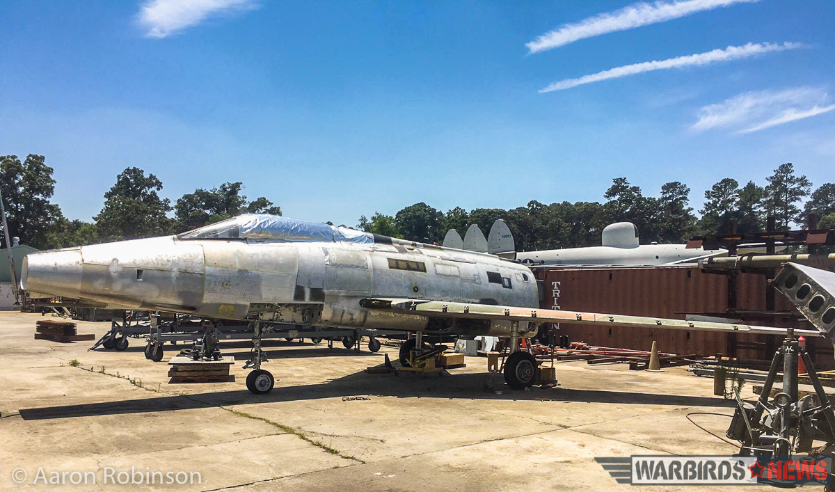 Outside again, the F-100 during its move from the restoration hangar to its present position in the WWII hangar. (photo by Aaron Robinson)