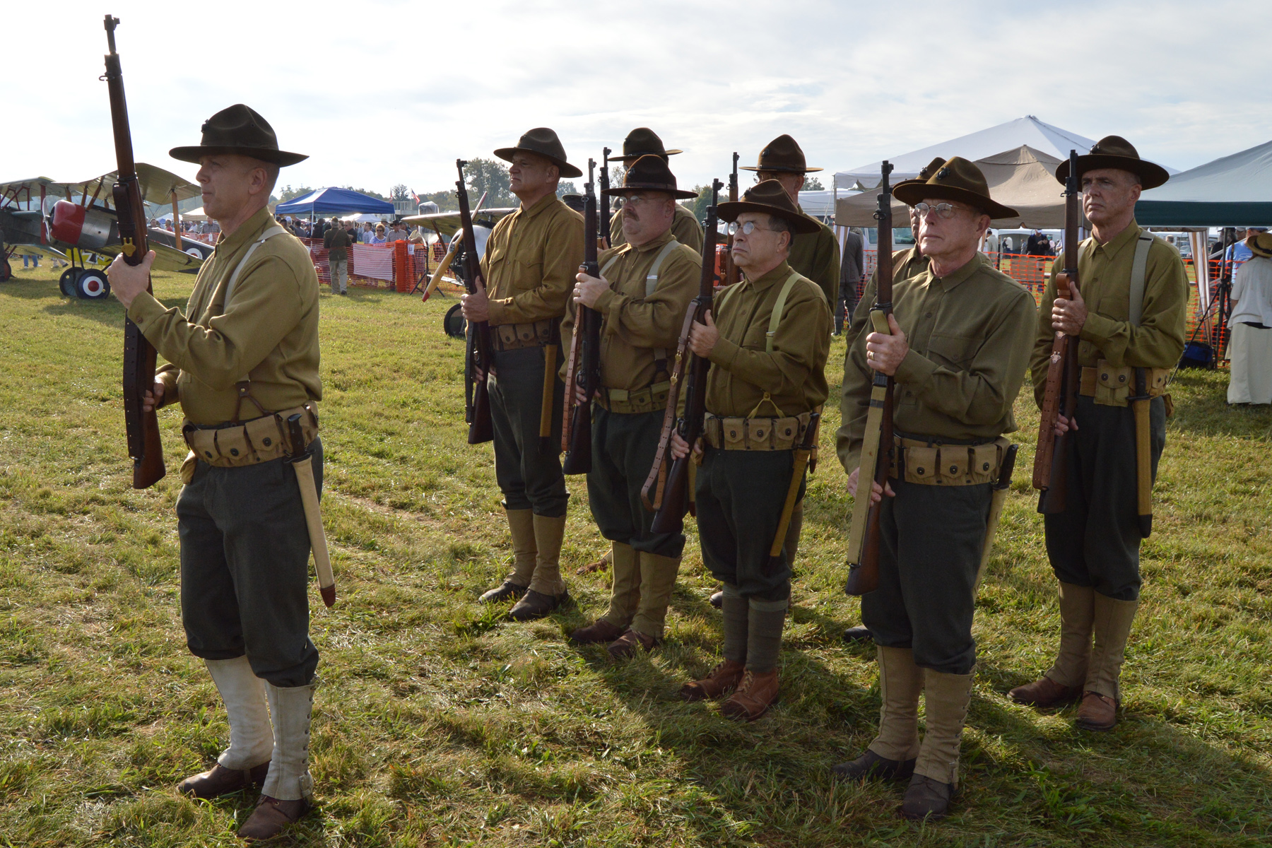 Re-enactors will perform skits in a war encampment during the WWI Dawn Patrol Rendezvous, Oct. 1-2, 2016, at the National Museum of the U.S. Air Force. (U.S. Air Force photo)