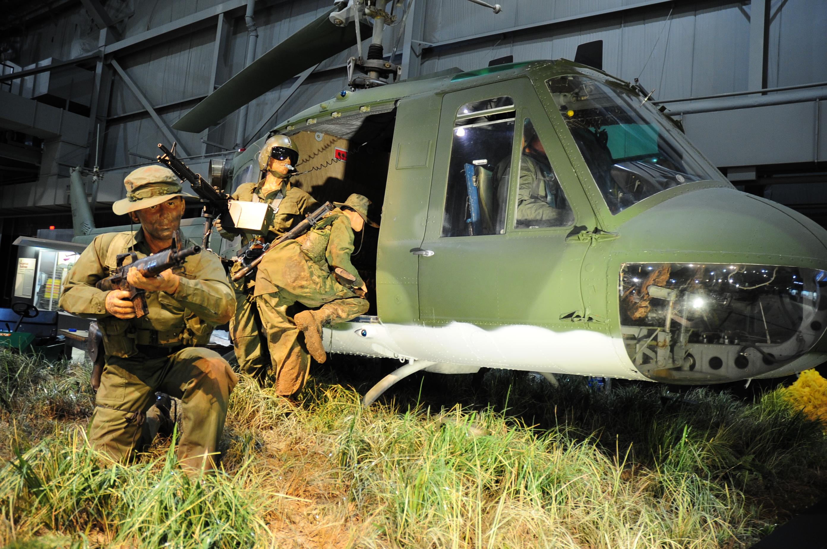  Bell UH-1P Iroquois exhibit on display in the Southeast Asia War Gallery at the National Museum of the United States Air Force. (U.S. Air Force photo) 