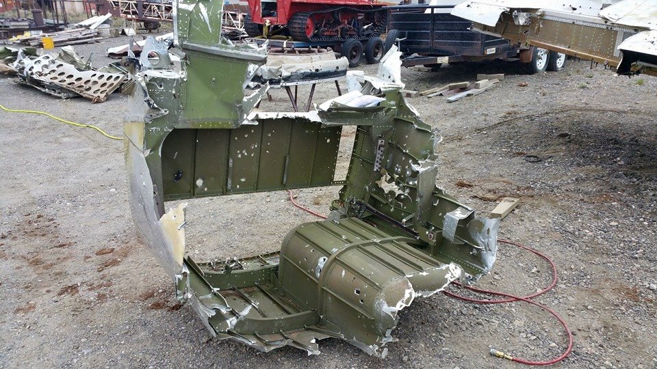 Parts of the Russian B-25's forward fuselage in Nome, Alaska. (photo via Warbirds of Glory Museum)