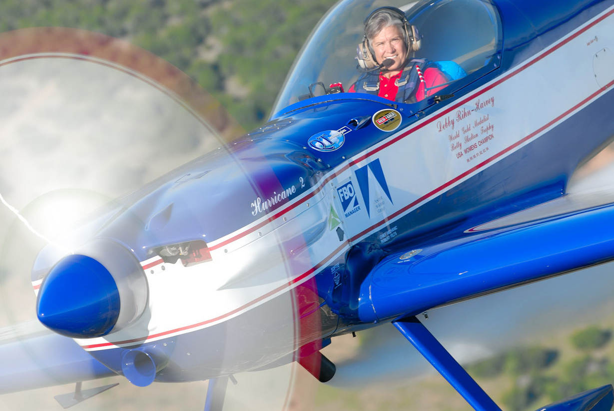 Debby Rihn-Harvey in her CAP 232 display aircraft, Hurricane 2. (photo - Debby Rihn-Harvey)