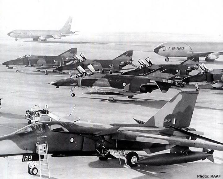 F-111s on the flight line at RAAF Amberley in June, 1973 (Image Credit: RAAF)