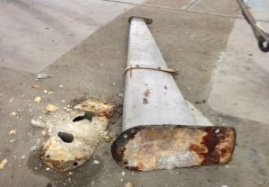 Galvanic corrosion where steel radio antenna connected with the aluminum plane (Image Credit: Fantasy of Flight)