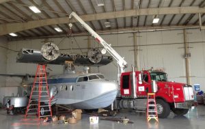 Crane brought in for the heavier lifting (Image Credit: Fantasy of Flight)