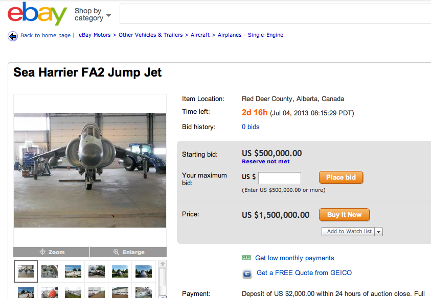 Harrier on EBay
