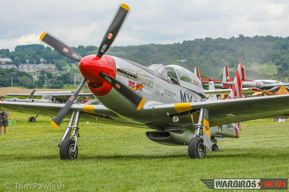 P-51D 45-11559 'Mad Max' taxies out on the Geneseo turf for a flight. (Photo by Tom Pawlesh)