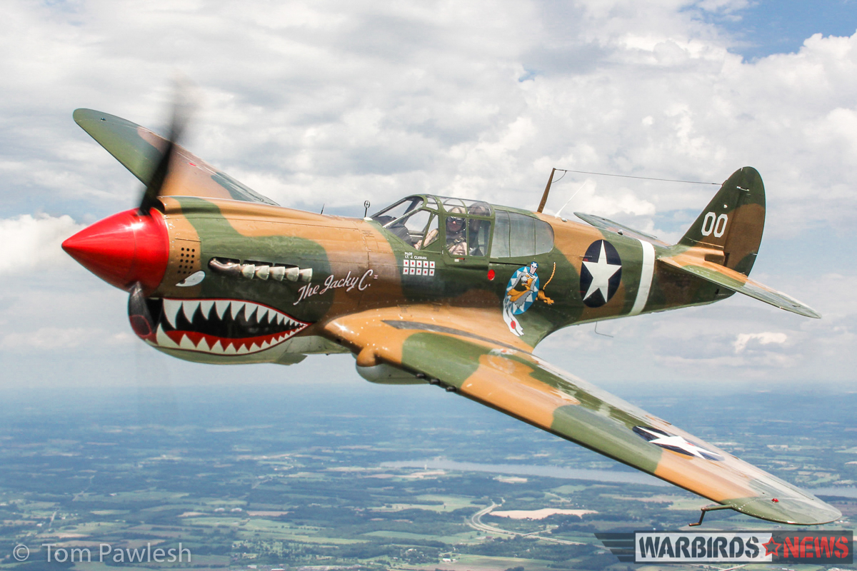 The American Airpower Museum's P-40M Warhawk comes in for her closeup! (Photo by Tom Pawlesh)