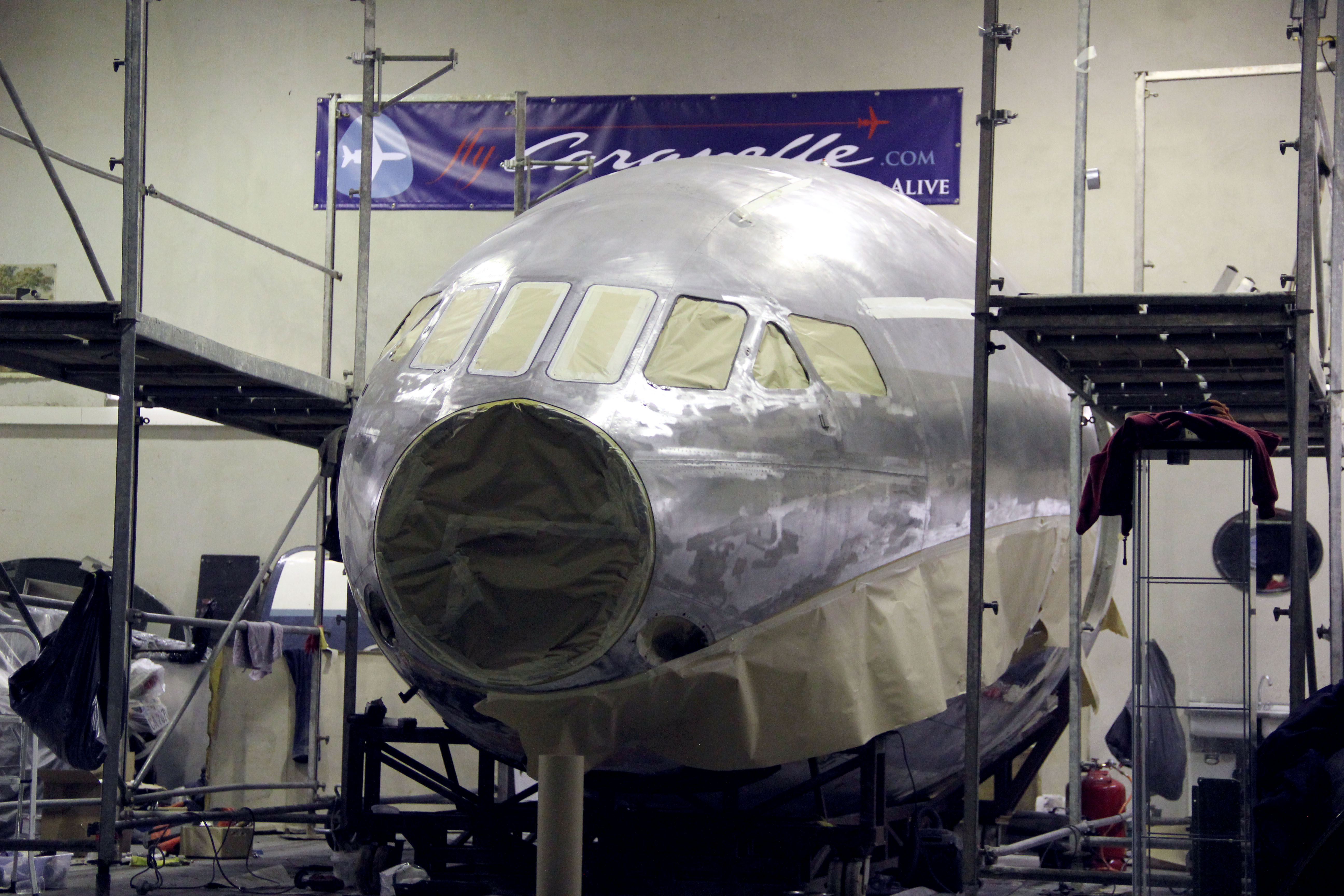 Nils Andersson's Sud Aviation Caravelle cockpit during the restoration process. (photo via Nils Andersson) 