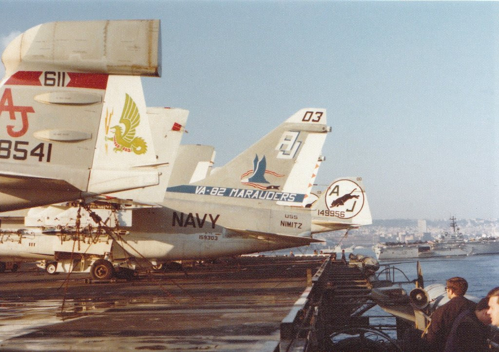A-7s on USS Nimitz, 1975. ( US NAVY Archives/A-7 Assn)