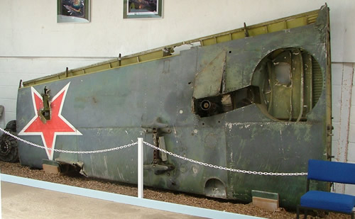 One of the "spare" P-63 King Cobra wings on display at the Wings Museum UK. The Red Star is original. (Image courtesy of Aaron Simmons)