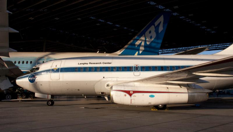 Museum of Flight's Boeing 737 prototype parked next to a 787 Dreamliner in the Museum's Aviation Pavilion. Ted Huetter/The Museum of Flight.