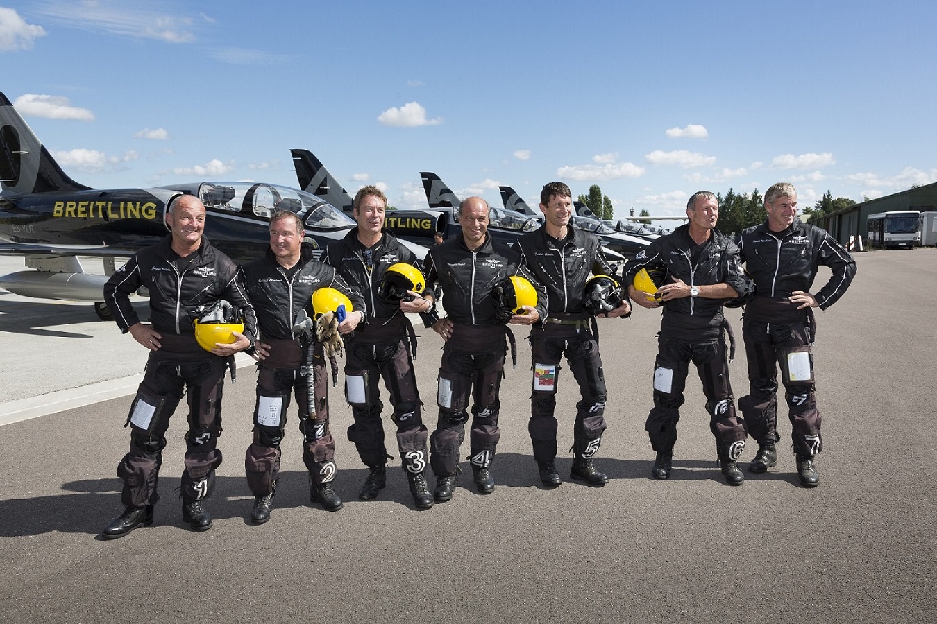 The Breitling Jet Team in front of their steeds during their Asian tour. (photo via Breitling Jet Team)