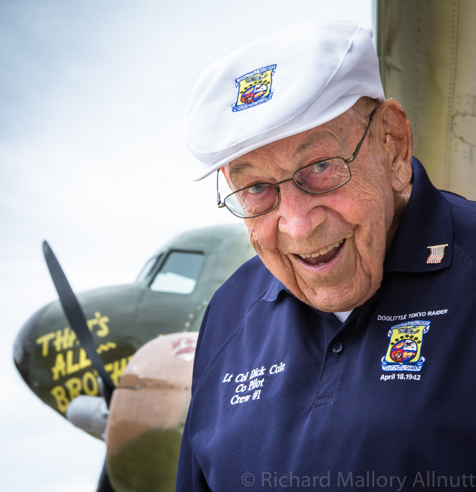 Lt.Col. Dick Cole (seen here at Oshkosh last year) will be present for the Doolittle Raid tribute at Wings Over Houston. Dick Cole is the last surviving crew member from the famous April, 1942 raid on Japan, and is 102 years old! You can meet the famous co-pilot of Jimmy Doolittle's bomber in the Legends and Heroes Tent. (photo by Richard Mallory Allnutt)
