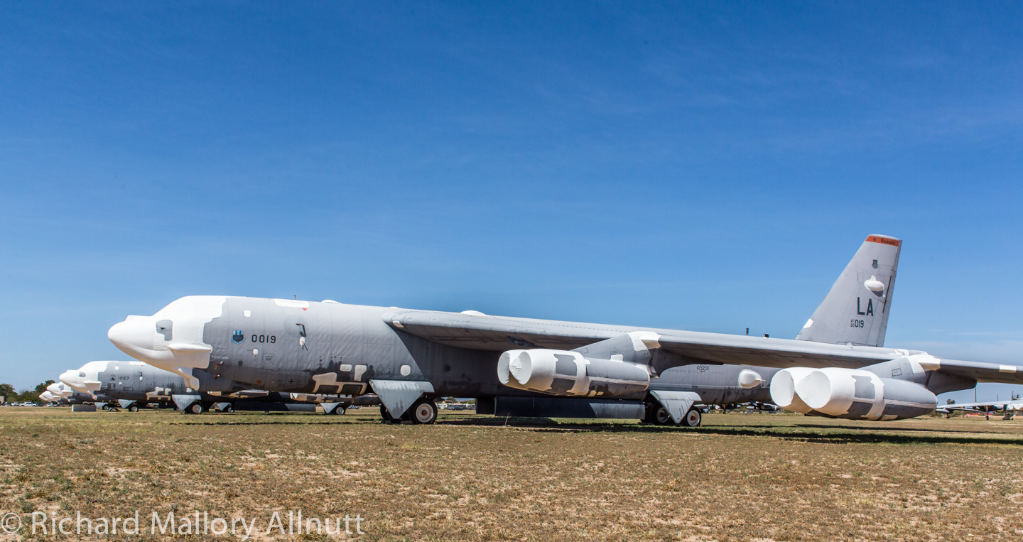 Some of the thirteen B-52Hs in 1000-level storage at AMARG during March, 2014. (photo by Richard Mallory Allnutt)