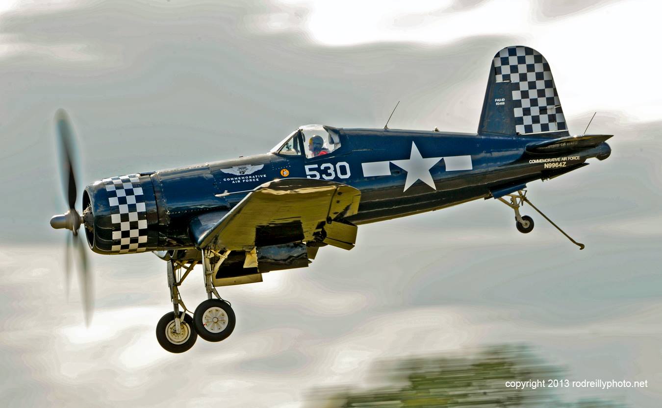 CAF Corsair on Final Approach - The Commemorative Air Force (CAF) Dixie Wing will display several World War II-era aircraft at the 57th Fighter Group Restaurant located at Peachtree-Dekalb Airport, Saturday Dec 7th, 11am-4pm .  The WWII flying musem, based in Peachtree City, GA, will be the featured guest organization of the Aero Club of Metropolitan Atlanta's December meeting. (Photo Credit Rod Reilly)