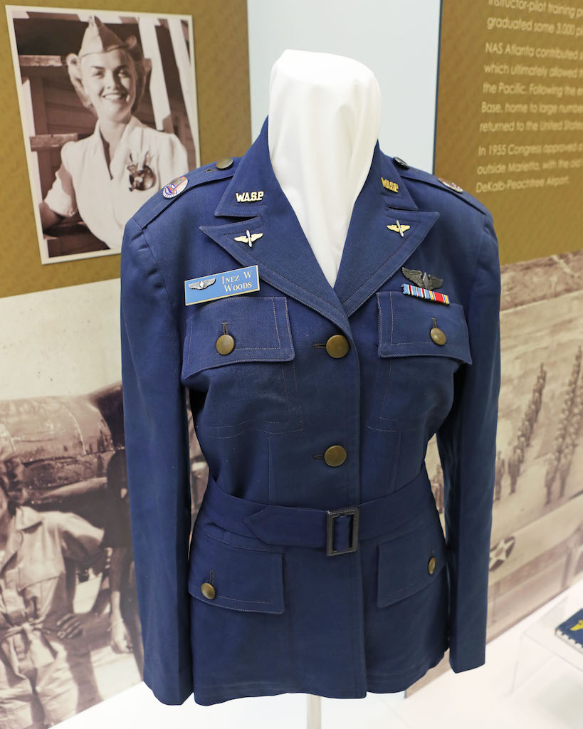 WASP Jacket belonging to Inez W. Woods. Trained in WASP Class 43-W-4 Woods was assigned to Romulus Michigan as part of the Third Ferry Group. She transported hundreds of aircraft from the factories where they were constructed to the stateside bases where they were used to train servicemen who were going overseas.