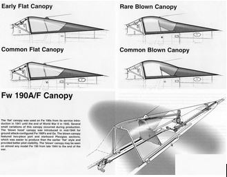 A short treatise on the different canopy styles used on the Fw 190. (image via Phil Buckley)