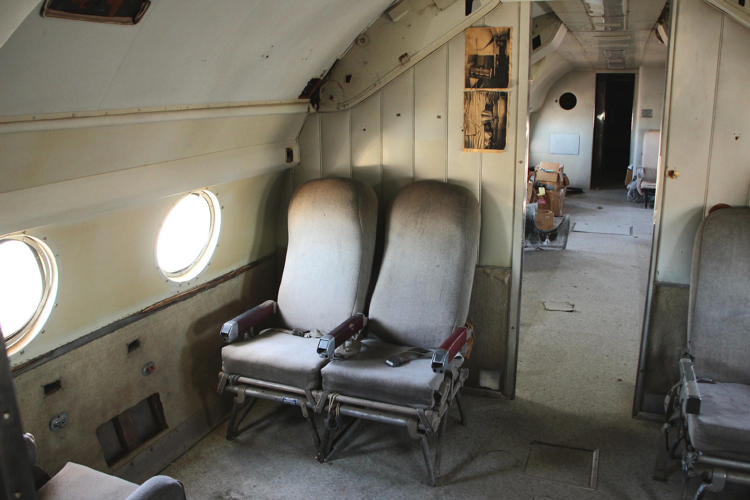 Some of the remaining original passenger seats aboard Columbine II. (Ken Stoltzfus photo)