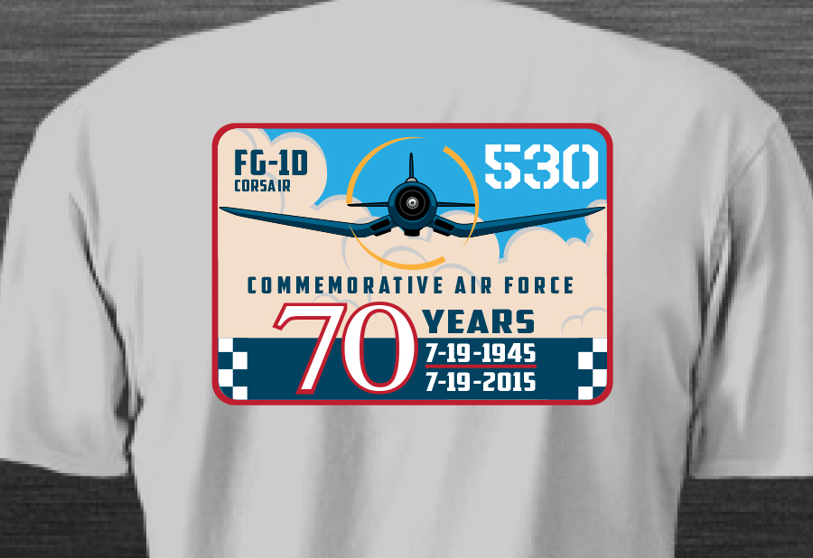 A closeup of the CAF FG-1D 70th Anniversary T-shirt.