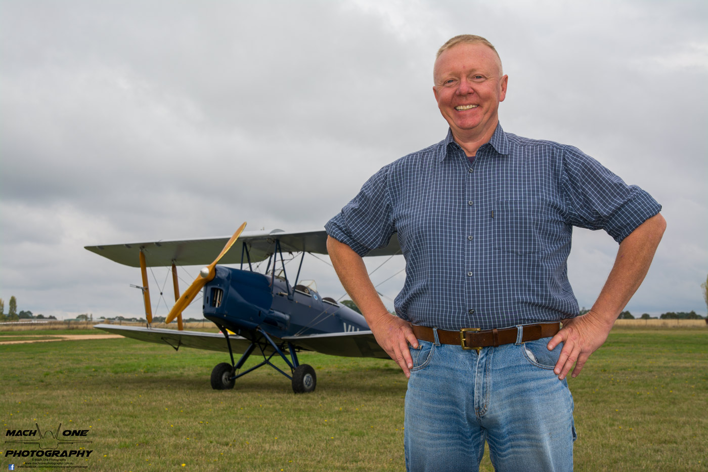 Steve Edmonds - President of Kyneton Aero Club with a de Havilland DH82 Tiger Moth that calls Kyneton home.