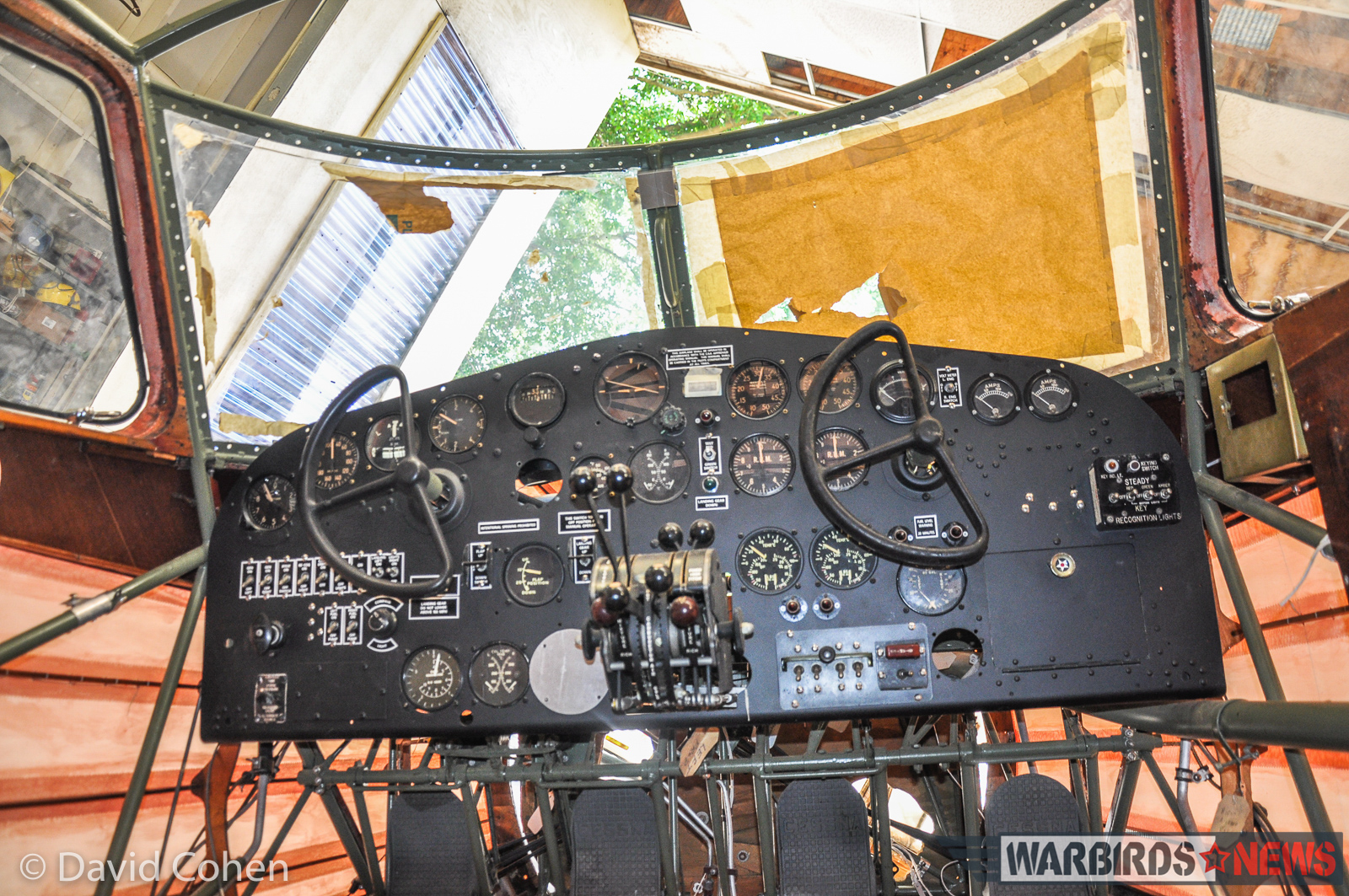 The beautifully restored instrument panel installed in the overhauled cockpit. (Photo by David Cohen)