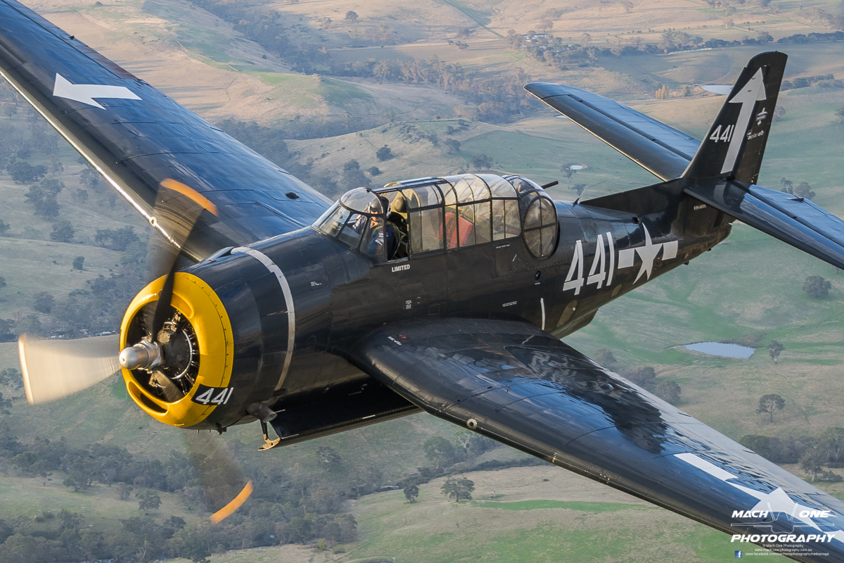 Air to air with Paul Bennet's TBM Avenger at Kyneton 