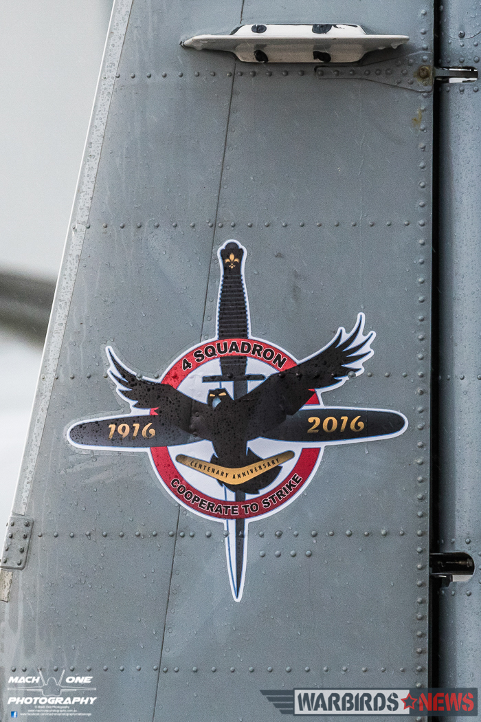 Centenary Markings on the vertical tail of a 4 Squadron Pilatus PC-9. (Photo by Matt Savage/Mach One Photography)