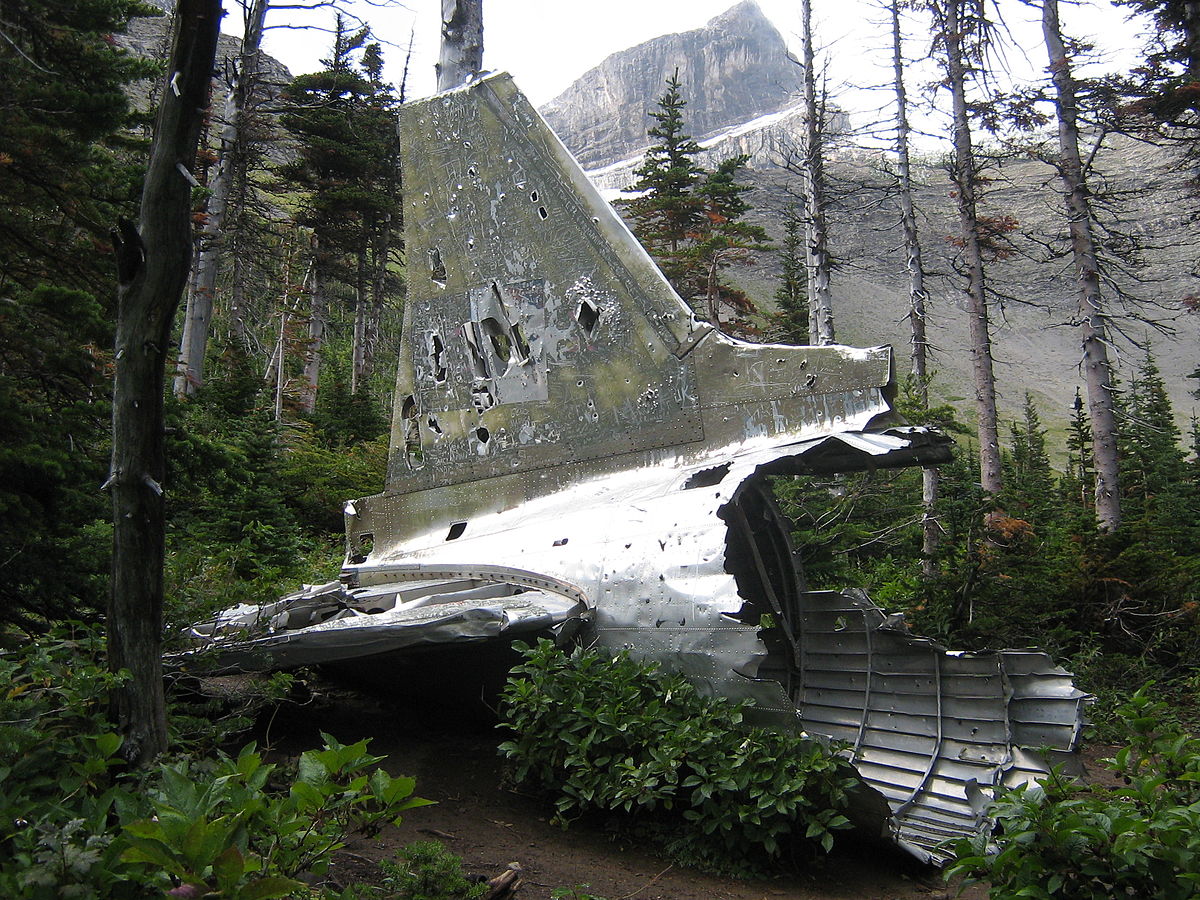 The tail section from a RCAF Douglas Dakota which crashed on January 19th, 1946 while on a flight from Comox, British Columbia to Greenwood, Nova Scotia. (photo via Wikipedia) 