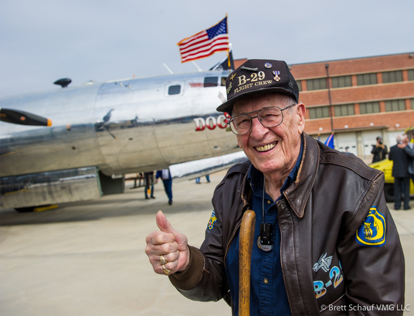 One of the B-29 veterans on hand to watch 'Doc' as she emerged from her hangar. (photo by Brett Schauf VLG LLC)
