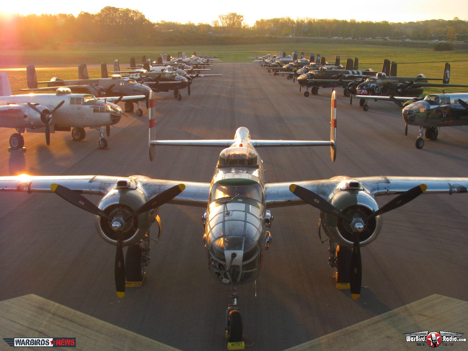 B-25s lined up at the 2102 Doolittle Raiders Reunion ( Photo by Matt Jolley)