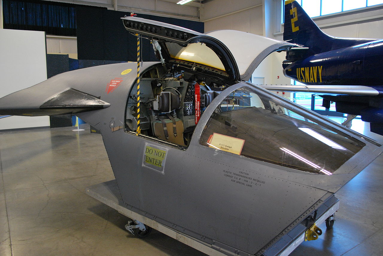 F-111s were equipped with cabin ejection where the entire cockpit was ejected as a single 3000 lb capsule (Image Credit: Justin Smith CC 3.0)