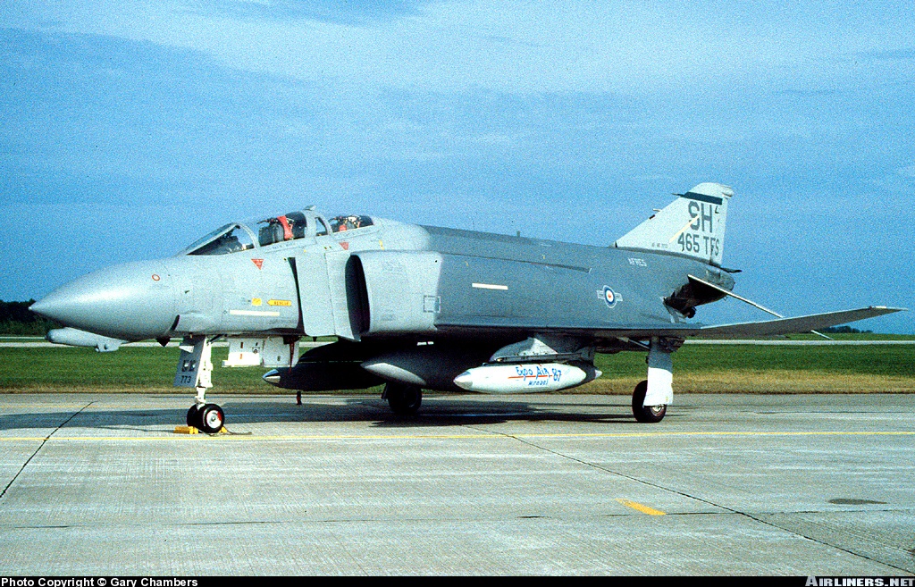 507 TFG / 465 TFS Squadron commander's aircraft. Travel pod on left wing pylon has special markings for Expo '87. US insignia has been "zapped" with a Canadian roundel sticker. Contact Gary Chambers 