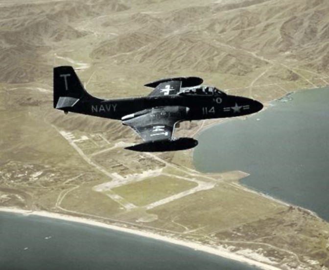 An F2H-2 Banshee over Korea in 1952, similar to the one in which Ohlerich had to eject from. (photo via Wikipedia) 