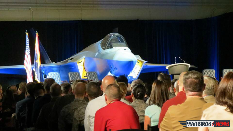 The 56th Fighter Wing's first F-35 was unveiled to the public in a special ceremony of Friday morning. (photo by Elena DePree)