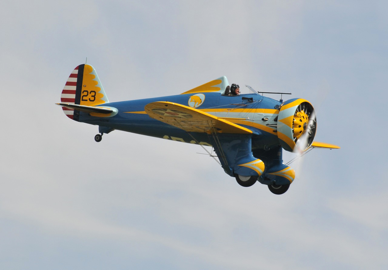 Planes of Fame's unique airworthy Boeing P-26 attended Flying Legends with Steve Hinton at the controls. (photo by Luigino Caliaro)