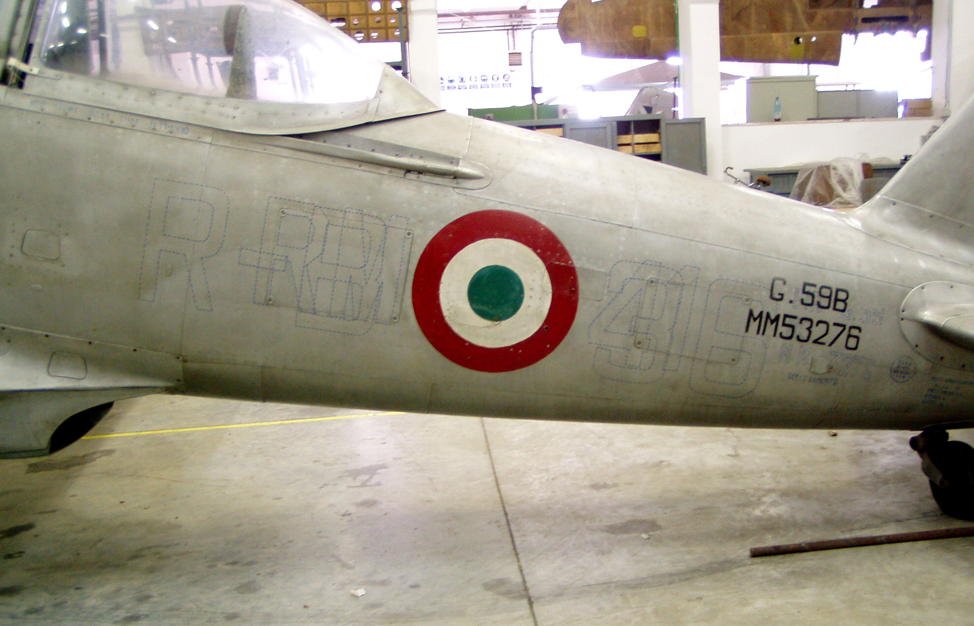 A detail of the original codes that were found under the last paint coat, highlighted with a dashed line.  (Italian Air Force Museum/Marco Gueli photo)