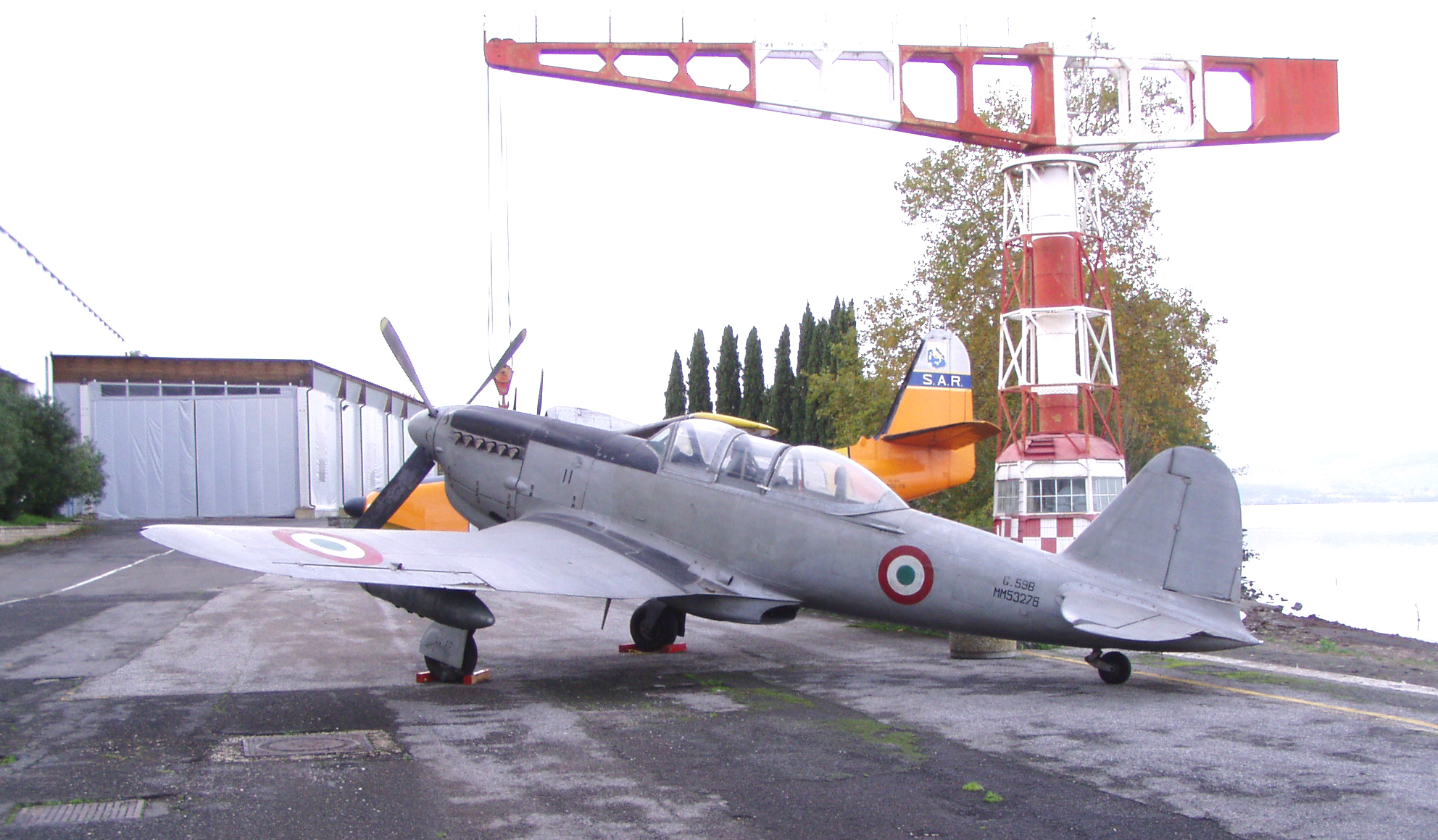The Fiat G.59-4B (formerly 2B) M.M. 53276 during its transfer from the exhibition area to the restoration hangar in 2013. (Photo by Marco Gueli)