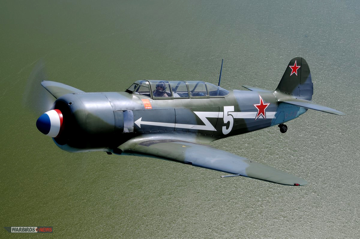 The Yak-11 masquerading as her older brother, a Yak-3, in Normandie Neiman markings. (photo by Luigino Caliaro)