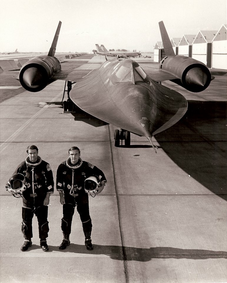 In this undated photo, George T. Morgan (left) and Eldon “Al” Joersz stand by an SR-71 Blackbird. (Photo courtesy George T. Morgan)
