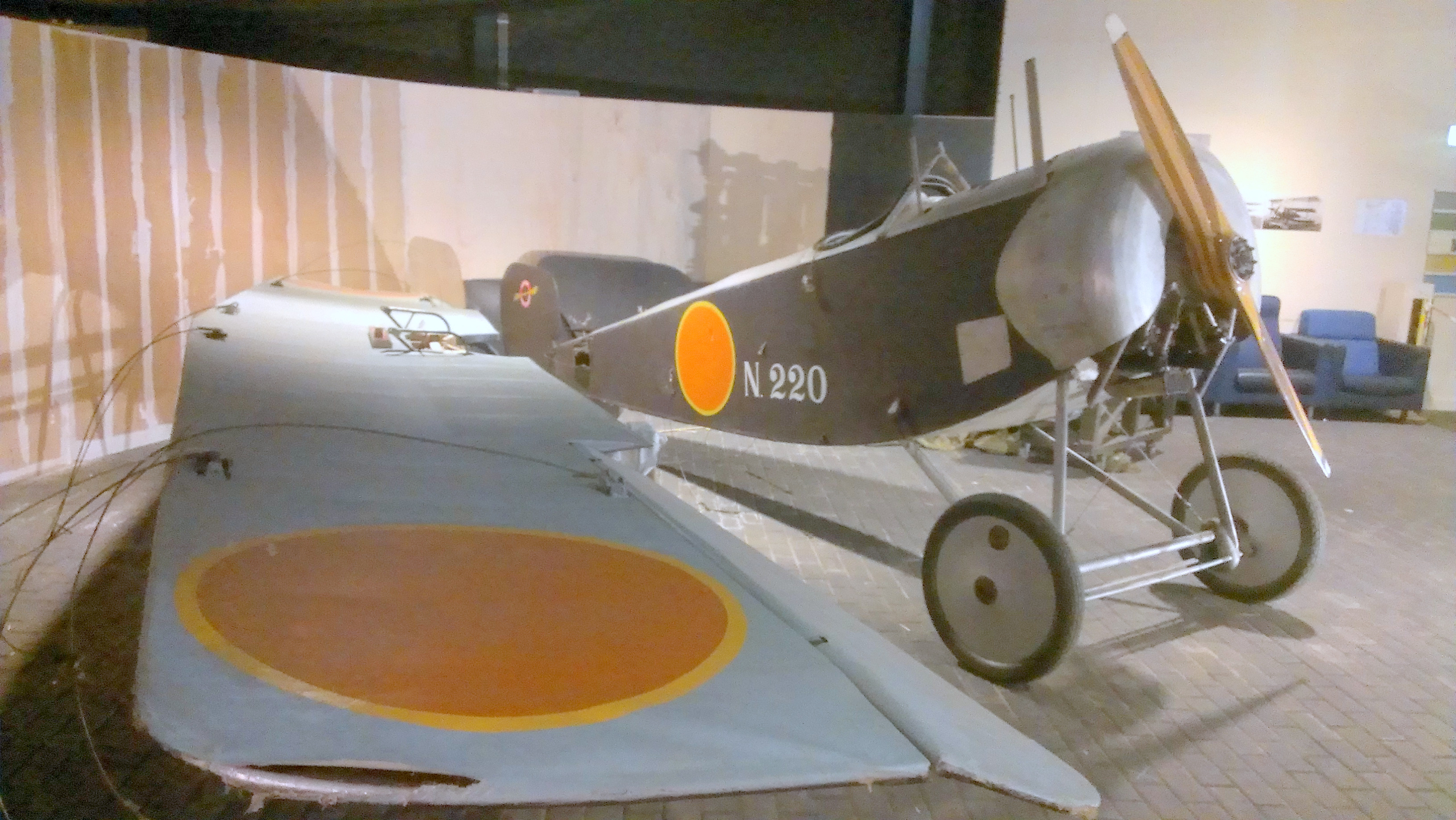here is a picture from the Aviodrome (Lelystad, Holland/The Netherlands) showing the Nieuport 11's wing and the engine in place. ( Image by Geoff Jones)
