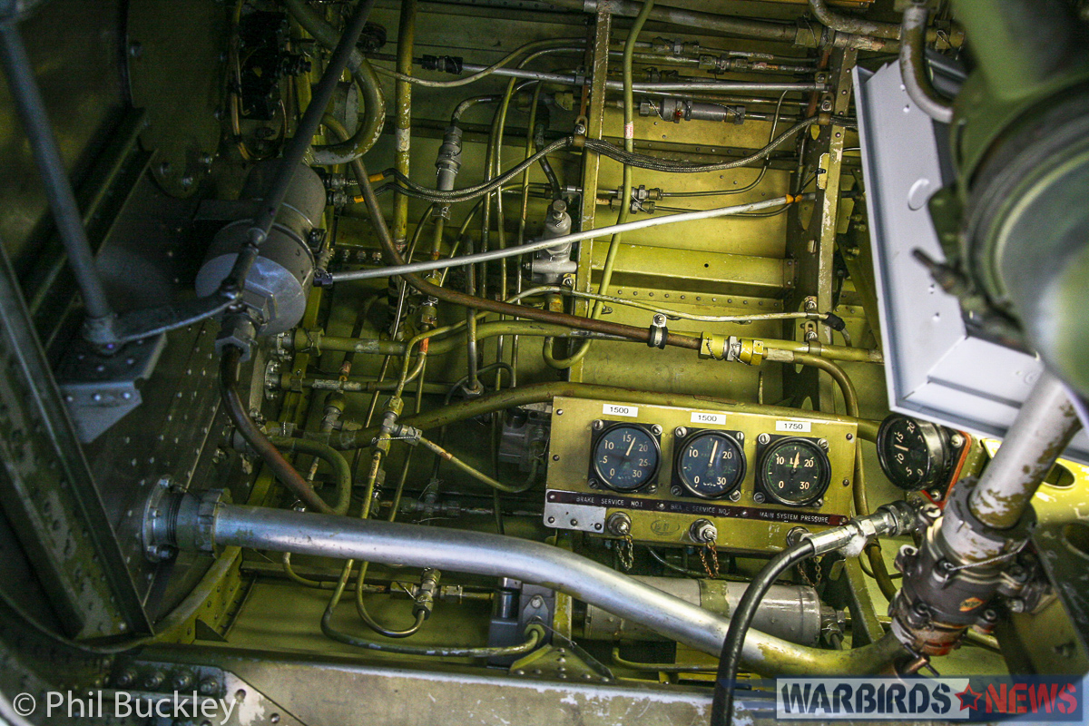 Brake line gauges inside the engine nacelle. (photo by Phil Buckley)